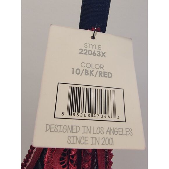 NWT Spree Intimates Black & Red Floral Lace Babydoll, XL - Style #10/BK/RD - Picture 6 of 7